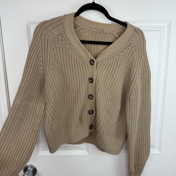 Everlane Tan Button-Up Chunky Sweater Medium - Picture 1 of 5